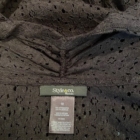 Style & Co. Eyelet Lace Blazer, Gathered at Sleeves, Fabulous Front Details - Picture 6 of 11